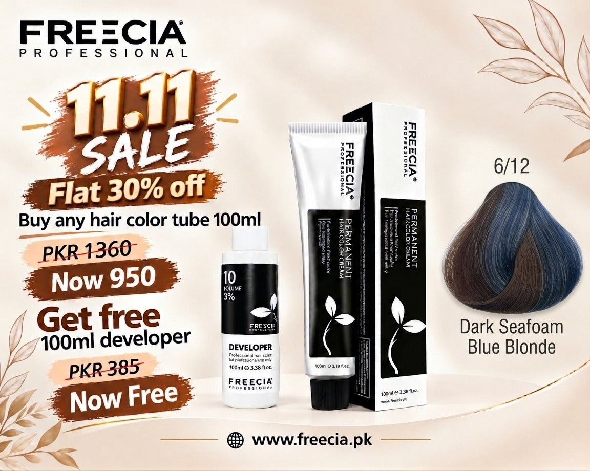 Hair Color 100ml + Free Developer (6/12  Dark Seafoam Blue Blonde)
