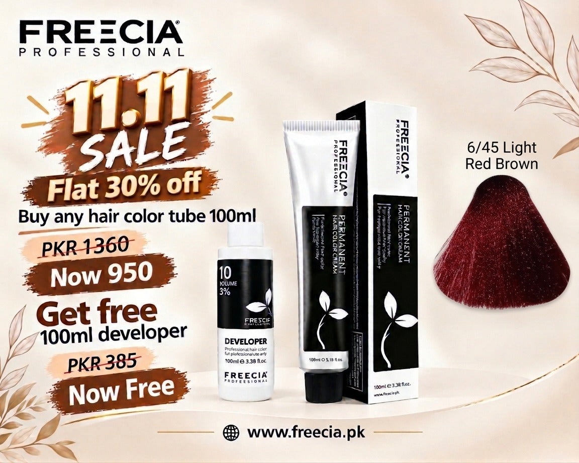 Hair Color 100ml + Free Developer (6/45 Light Red Brown)