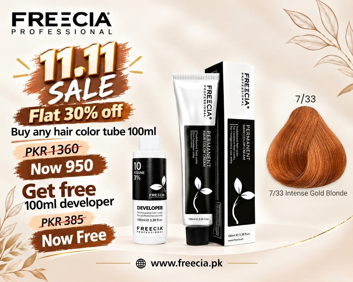 Hair Color 100ml + Free Developer (7/33 Intense Gold Blonde)